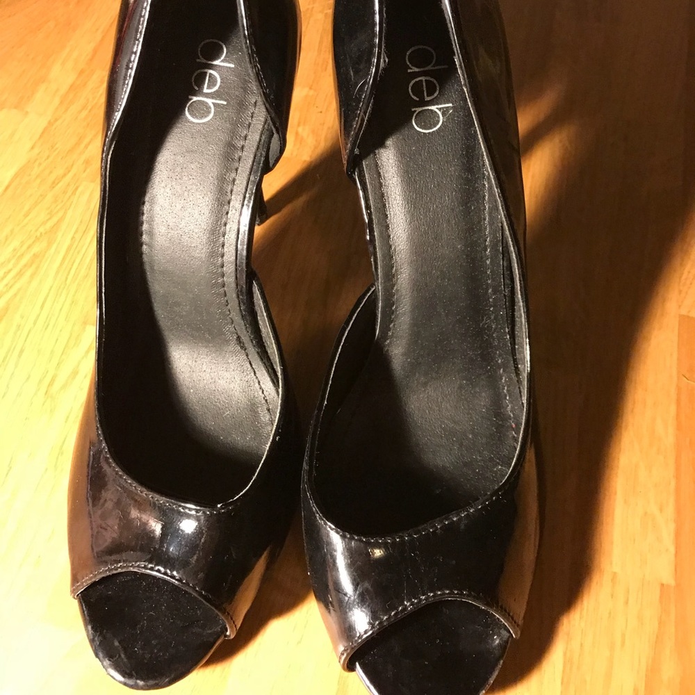 Black open toe heels